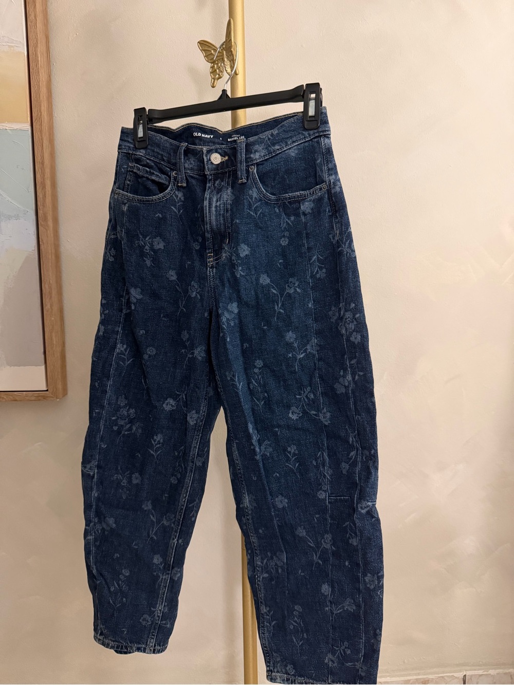 Old Navy Dark Blue Floral Boyfriend Jeans